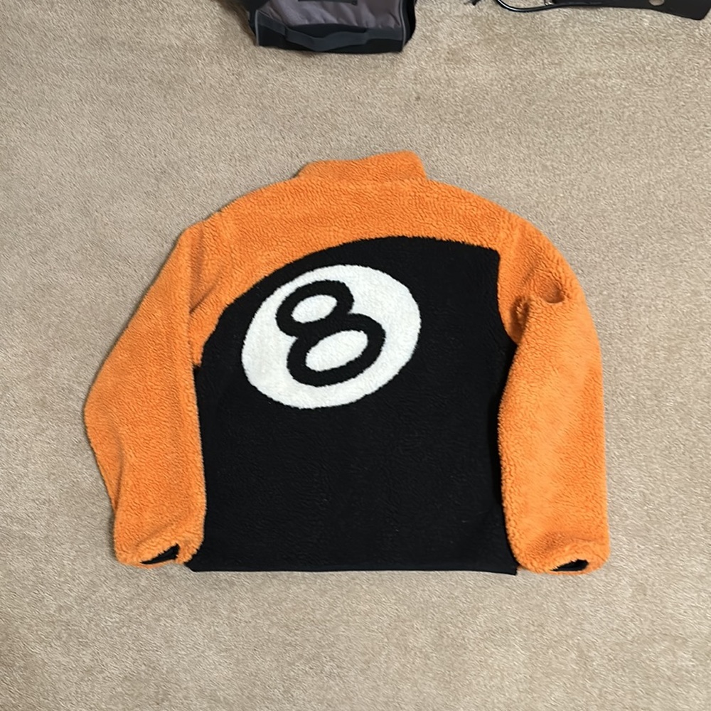 Orange Stussy 8Ball Reservable Sherpa Jacket